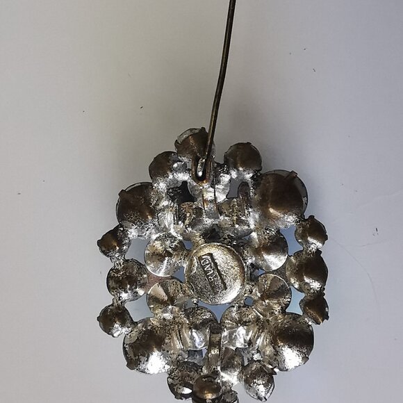 Vintage  TRIAD Multi Level Rhinestone Brooch- Blue Aurora - Picture 11 of 16